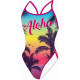 SWEAMS ALOHA YELLOW - Maillot femme 1 piece bretelles fines