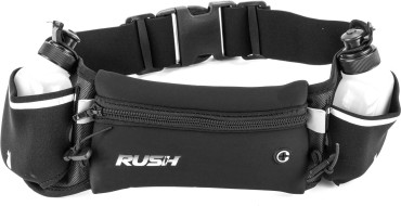 Ceinture RUSH H2O RUNNING BELT - BLACK - Ceinture extensible Running avec 2 bidons et porte gels, nutrition, telephone ...