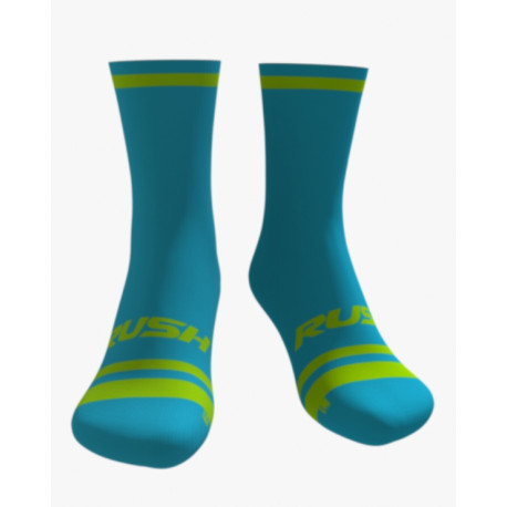 RUSH SOCKS  RUN - TURQUOISE - YELLOW FLUOR Socquettes Cyclisme,Triathlon