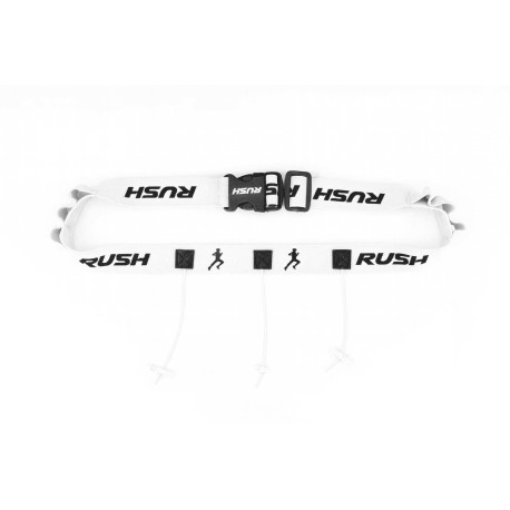 Ceinture porte dossard RUSH Energy Race belt Blanc avec 3 points de fixation et 6 porte gels