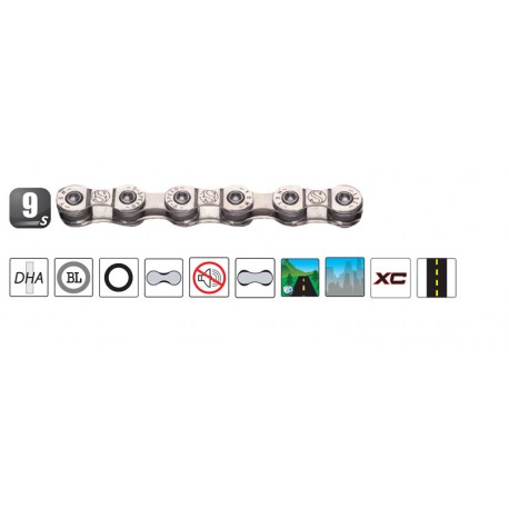 Chaine special ebike 1/2" x 11/128" - 136 maillons 9 vitesses Yaban S9e